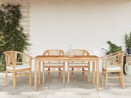 vidaXL 5 Piece Patio Dining Set Solid Wood Teak