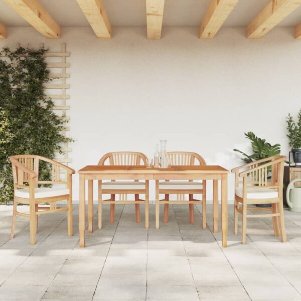 vidaXL 5 Piece Patio Dining Set Solid Wood Teak