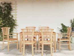 vidaXL 7 Piece Patio Dining Set Solid Wood Teak