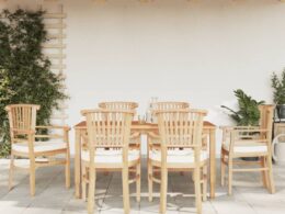 vidaXL 7 Piece Patio Dining Set Solid Wood Teak