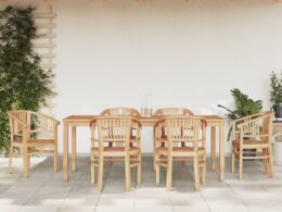 vidaXL 7 Piece Patio Dining Set Solid Wood Teak