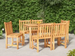 vidaXL 7 Piece Patio Dining Set Solid Wood Teak