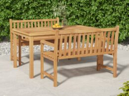 vidaXL 3 Piece Patio Dining Set Solid Wood Teak