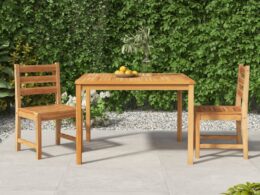 vidaXL 3 Piece Patio Dining Set Solid Wood Teak