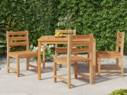 vidaXL 5 Piece Patio Dining Set Solid Wood Teak