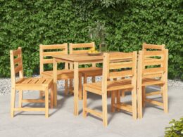 vidaXL 7 Piece Patio Dining Set Solid Wood Teak