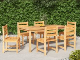vidaXL 7 Piece Patio Dining Set Solid Wood Teak