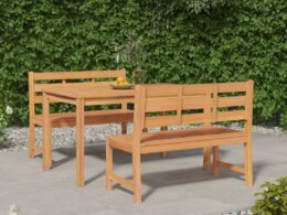 vidaXL 3 Piece Patio Dining Set Solid Wood Teak