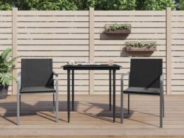 vidaXL Patio Chairs with Cushions 2 pcs Black 22"x23.2"x33.1" Poly Rattan