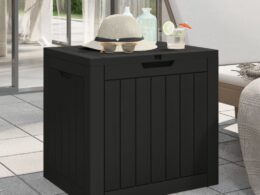 vidaXL Patio Storage Box Black 21.9"x16.9"x20.9" Polypropylene
