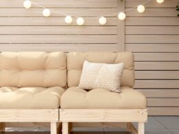 vidaXL Middle Sofa with Cushions Solid Wood Pine