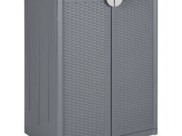 vidaXL Trash Bin with 2 Doors Gray 25.6"x17.7"x34.6" PP