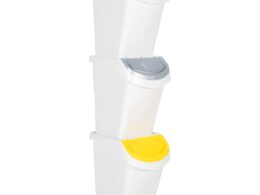 vidaXL Stackable Waste Bins with Lids 3 pcs White PP 31.7 gal