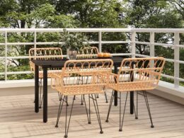 vidaXL 5 Piece Patio Dining Set Poly Rattan