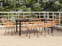 vidaXL 7 Piece Patio Dining Set Poly Rattan