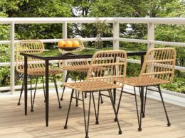 vidaXL 5 Piece Patio Dining Set Poly Rattan