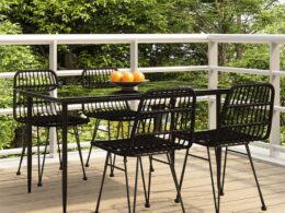 vidaXL 5 Piece Patio Dining Set Black Poly Rattan