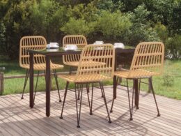 vidaXL 5 Piece Patio Dining Set Poly Rattan