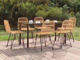 vidaXL 7 Piece Patio Dining Set Poly Rattan