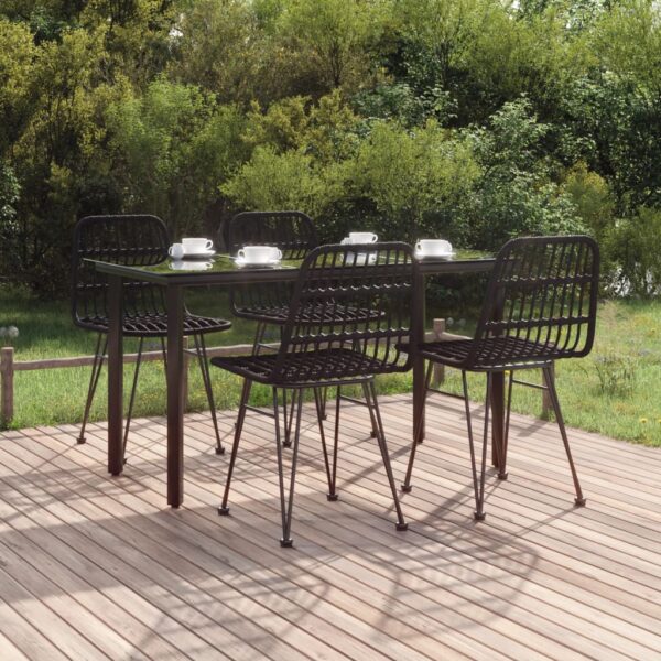 vidaXL 5 Piece Patio Dining Set Black Poly Rattan