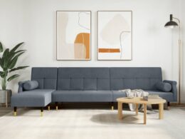 vidaXL L-shaped Sofa Bed Dark Gray 106.7"x55.1"x27.6" Velvet