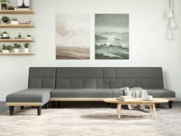 vidaXL L-shaped Sofa Bed Dark Gray 100.4"x55.1"x27.6" Fabric