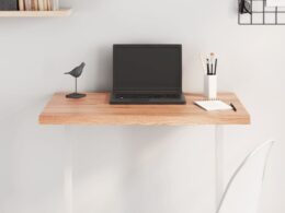 vidaXL Table Top Light Brown 31.5"x15.7"x(0.8"-1.6") Treated Solid Wood Oak