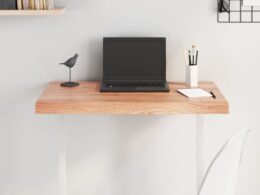 vidaXL Table Top Light Brown 31.5"x23.6"x(0.8"-2.4") Treated Solid Wood Oak