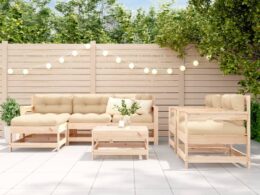 vidaXL 7 Piece Patio Lounge Set with Cushions Solid Wood