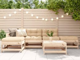 vidaXL 6 Piece Patio Lounge Set with Cushions Solid Wood
