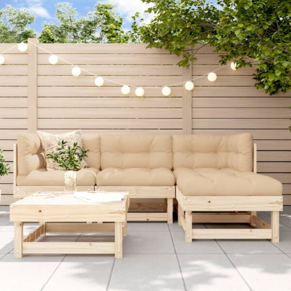vidaXL 5 Piece Patio Lounge Set Solid Wood Pine