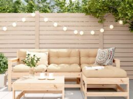 vidaXL 5 Piece Patio Lounge Set Solid Wood Pine