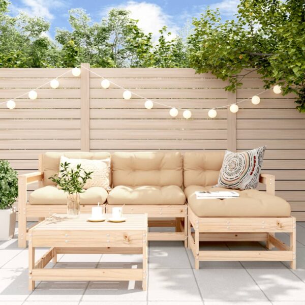 vidaXL 5 Piece Patio Lounge Set Solid Wood Pine