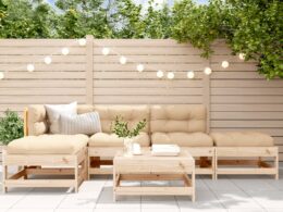 vidaXL 6 Piece Patio Lounge Set Solid Wood Pine
