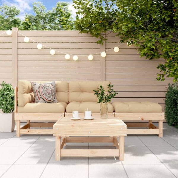 vidaXL 4 Piece Patio Lounge Set Solid Wood Pine