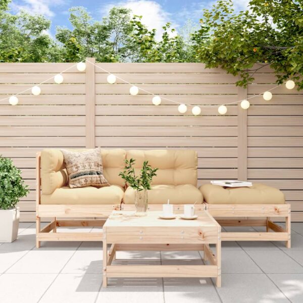 vidaXL 4 Piece Patio Lounge Set Solid Wood Pine