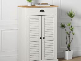 vidaXL Shoe Cabinet VIGO White 23.6"x13.8"x37.8" Solid Wood Pine