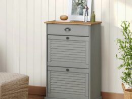 vidaXL Shoe Cabinet VIGO 23.6"x13.8"x37.8" Gray Solid Wood Pine