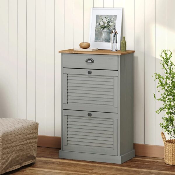 vidaXL Shoe Cabinet VIGO 23.6"x13.8"x37.8" Gray Solid Wood Pine