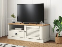 vidaXL TV Stand VIGO White 41.7"x15.7"x15.7" Solid Wood Pine