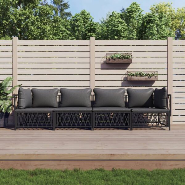 vidaXL 4 Piece Patio Lounge Set with Cushions Anthracite Steel