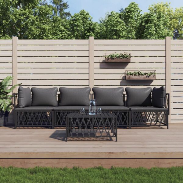 vidaXL 5 Piece Patio Lounge Set with Cushions Anthracite Steel