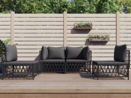 vidaXL 4 Piece Patio Lounge Set with Cushions Anthracite Steel