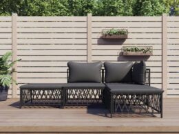 vidaXL 4 Piece Patio Lounge Set with Cushions Anthracite Steel