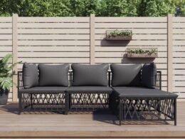 vidaXL 4 Piece Patio Lounge Set with Cushions Anthracite Steel