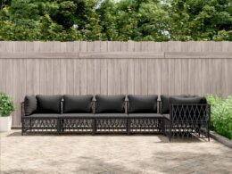 vidaXL 6 Piece Patio Lounge Set with Cushions Anthracite Steel