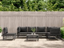 vidaXL 7 Piece Patio Lounge Set with Cushions Anthracite Steel