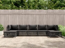 vidaXL 7 Piece Patio Lounge Set with Cushions Anthracite Steel