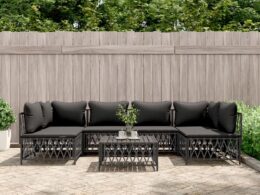 vidaXL 7 Piece Patio Lounge Set with Cushions Anthracite Steel