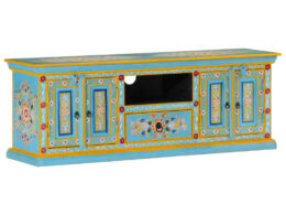 vidaXL TV Stand Blue 43.3"x11.8"x15.7" Solid Wood Mango